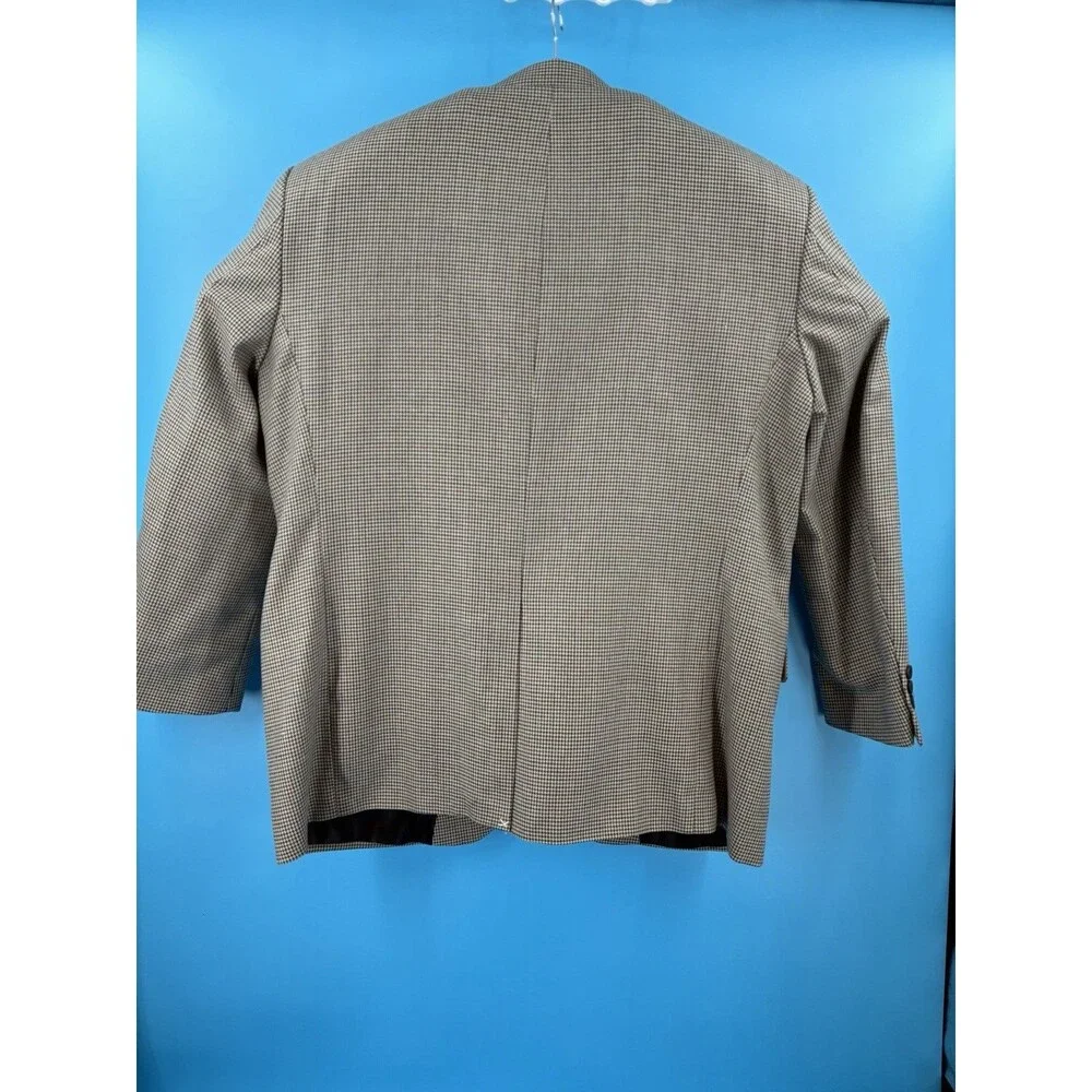 TravelSmith Men’s 46R Houndstooth Silk Wool Blazer Sport Coat